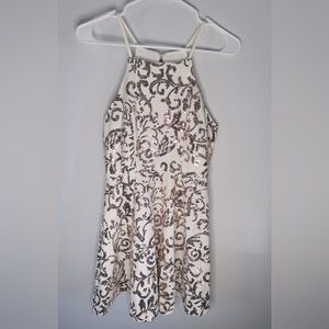 City Triangle Dress High Neck Size 5 Color Cream and Gold